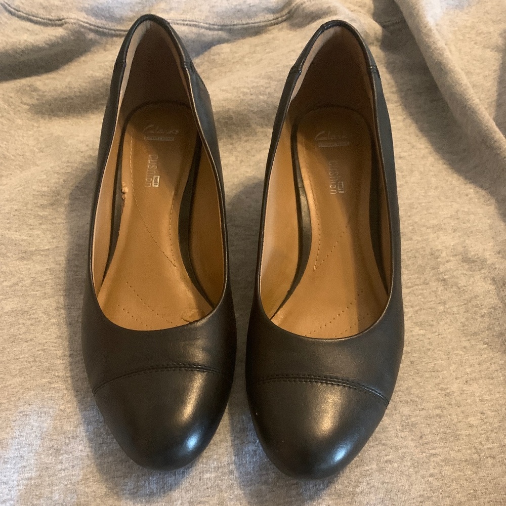 Clarks mallory, black leather